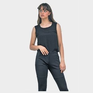 Black Crepe Silk Tank Top